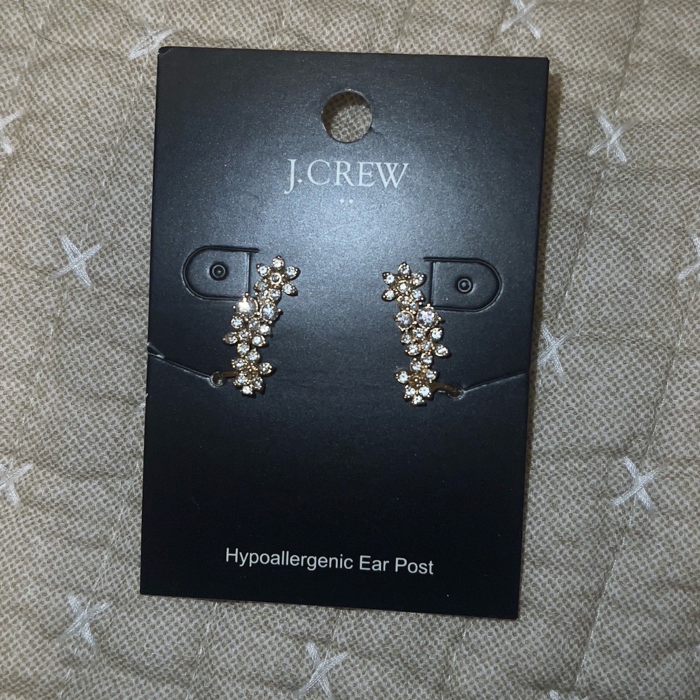 J. Crew Gold and Silver Crystal Cluster Earrings